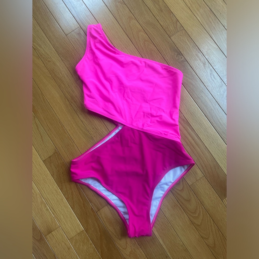 Cutout two tone pink swimsuit
